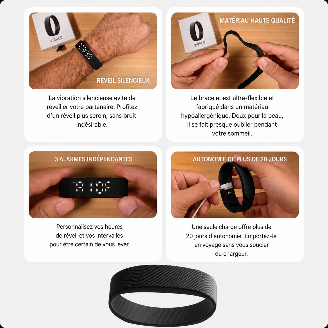 Vibréo - Le bracelet réveil prémium